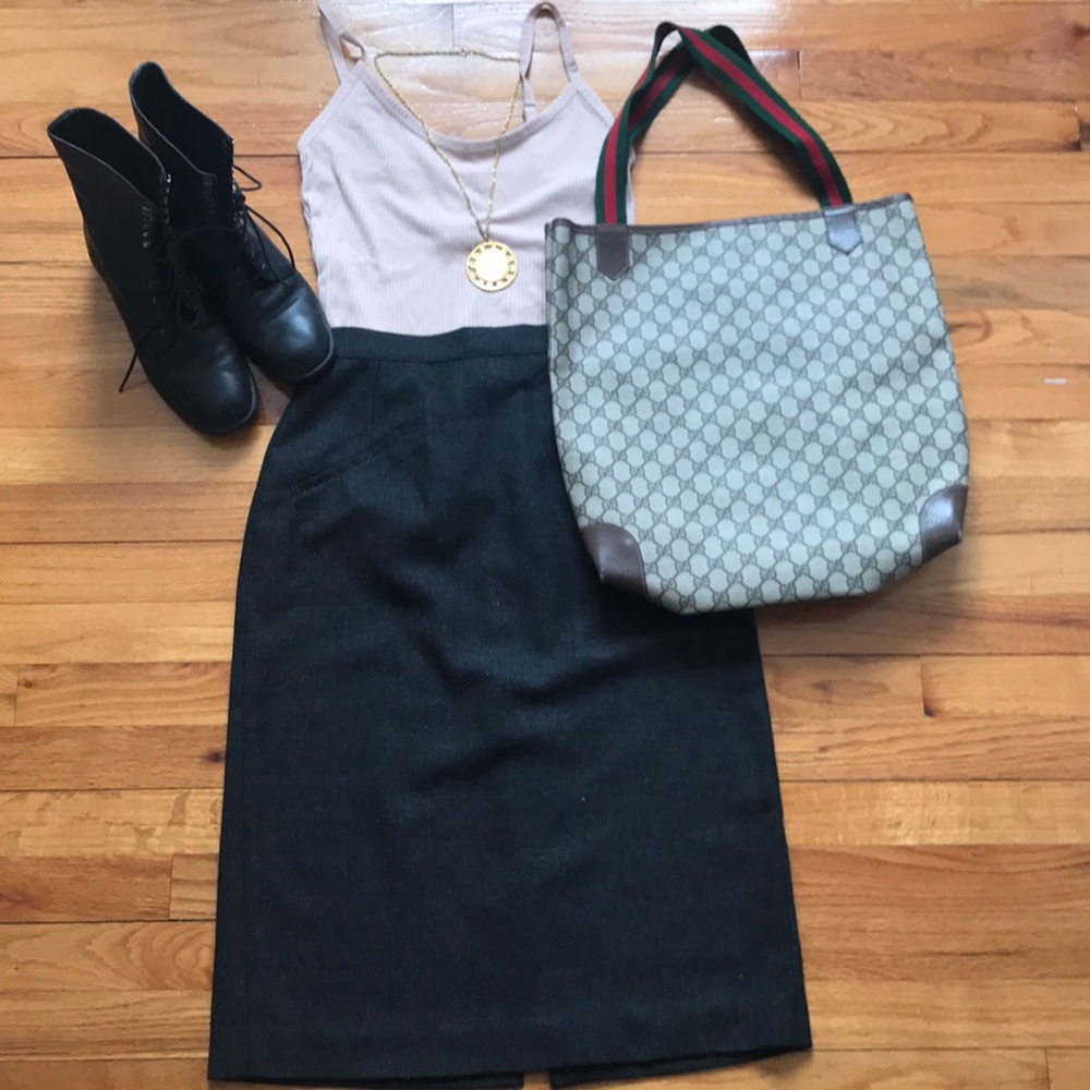 Vintage Giorgio Armani charcoal gray pencil skirt